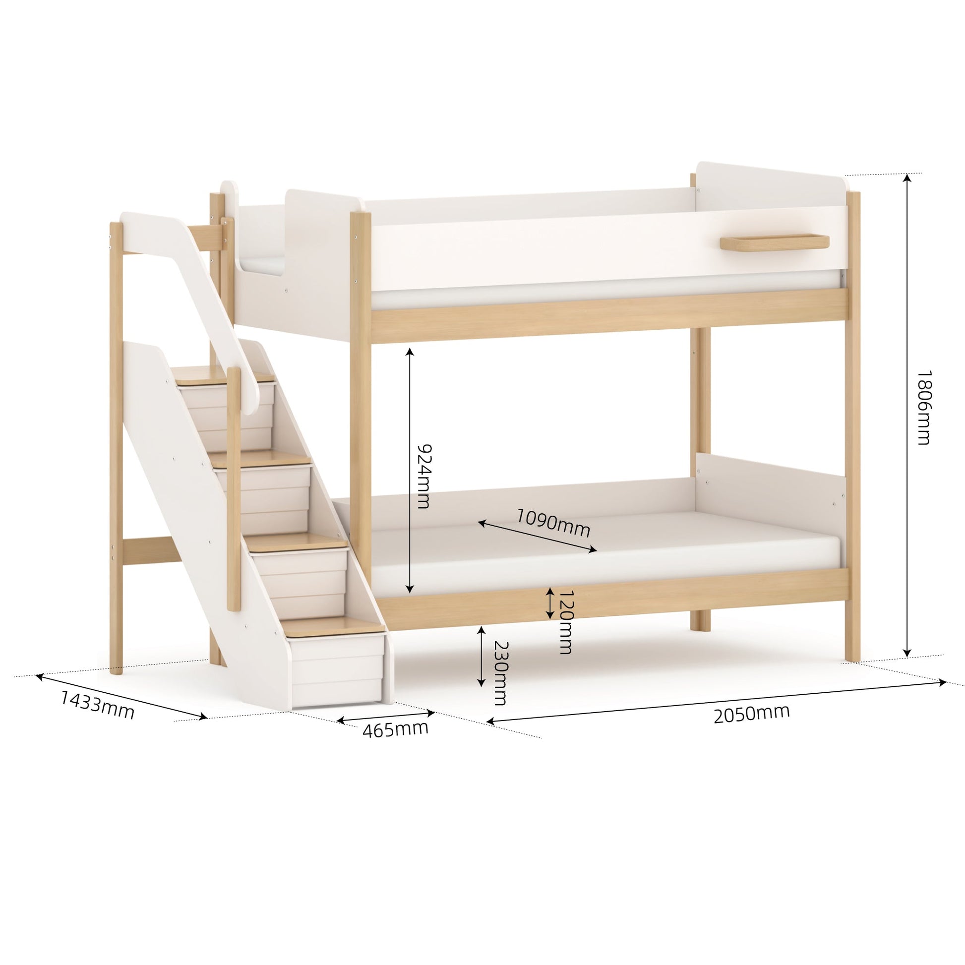 Boori Natty King Single Bunk Bed with Storage Staircase - Against The Grain Childrens Furniture & Essentials
