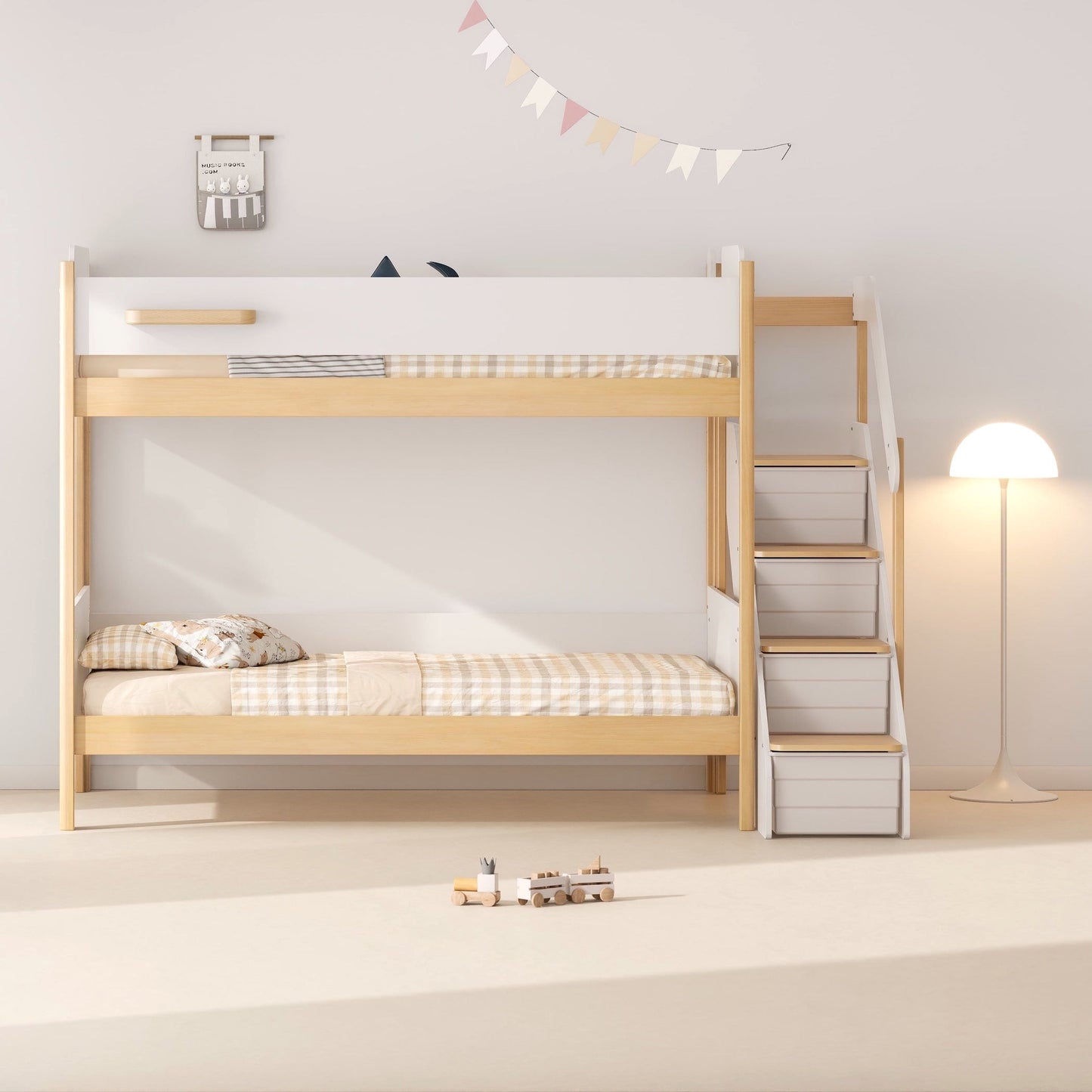 Boori Natty King Single Bunk Bed with Storage Staircase - Against The Grain Childrens Furniture & Essentials