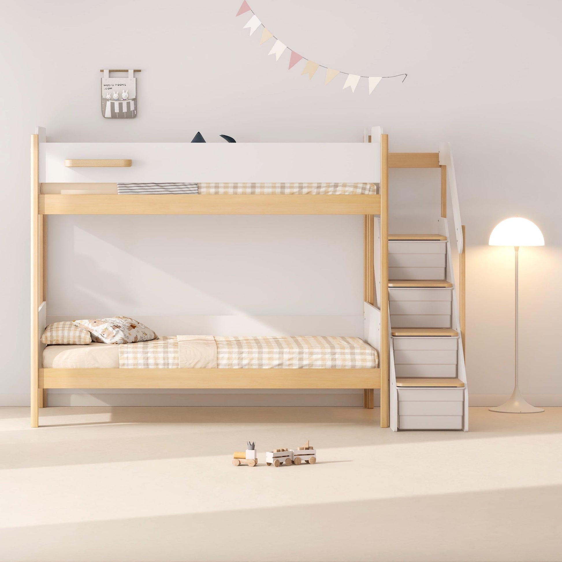 Boori Natty King Single Bunk Bed with Storage Staircase - Against The Grain Childrens Furniture & Essentials