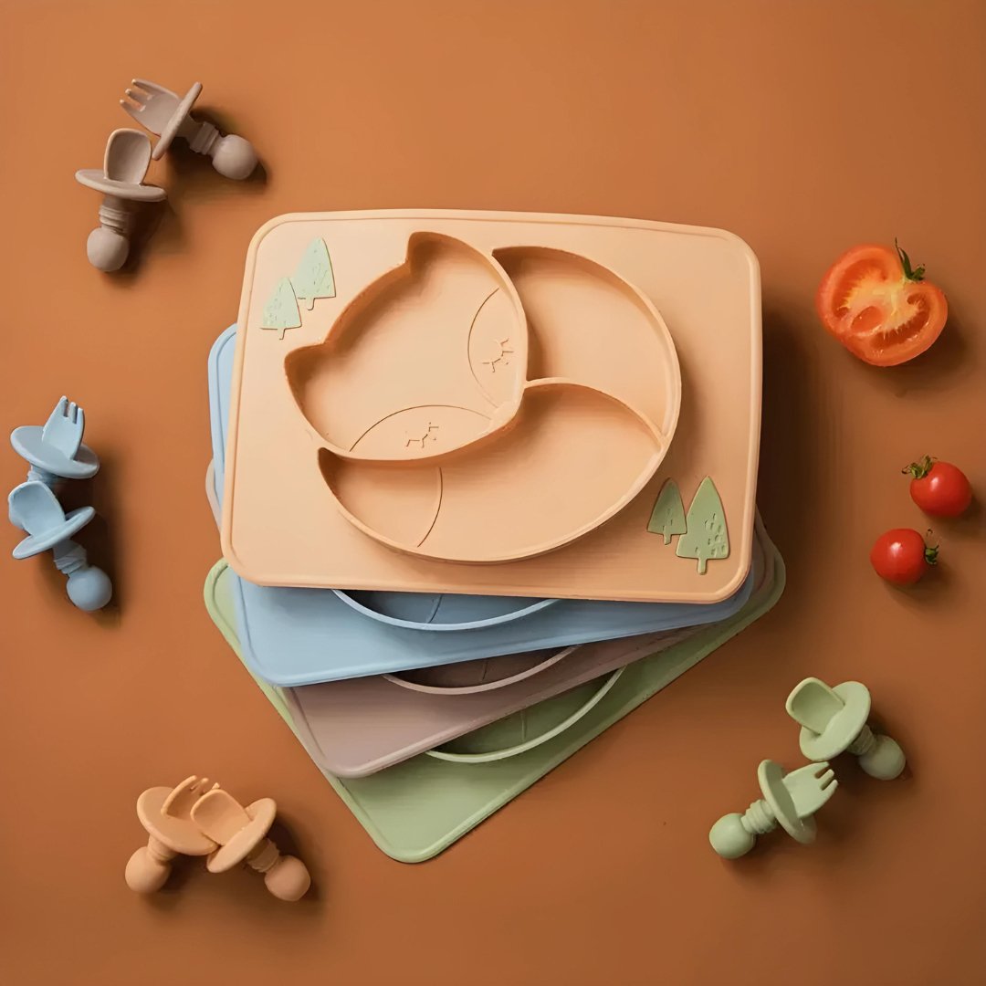 Silicone Sleeping Fox Dinner Plate - Against The Grain Childrens Furniture & Essentials