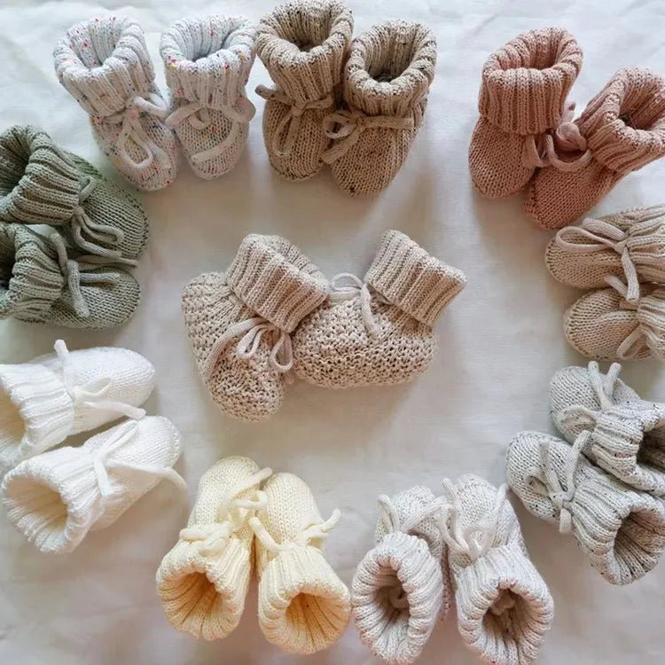 100% Organic Cotton Knitted Booties - Against The Grain Childrens Furniture & Essentials