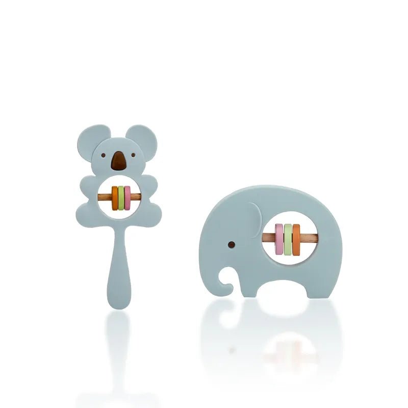 2pc Silicone Teether/Rattle Set - Against The Grain Childrens Furniture & Essentials