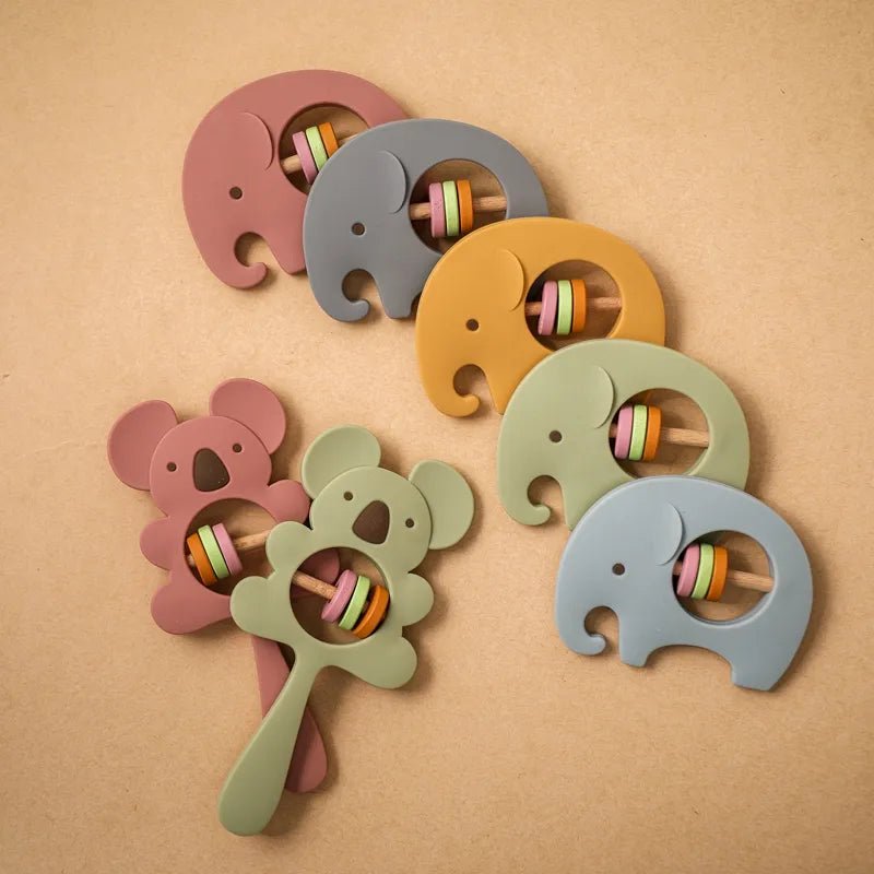 2pc Silicone Teether/Rattle Set - Against The Grain Childrens Furniture & Essentials