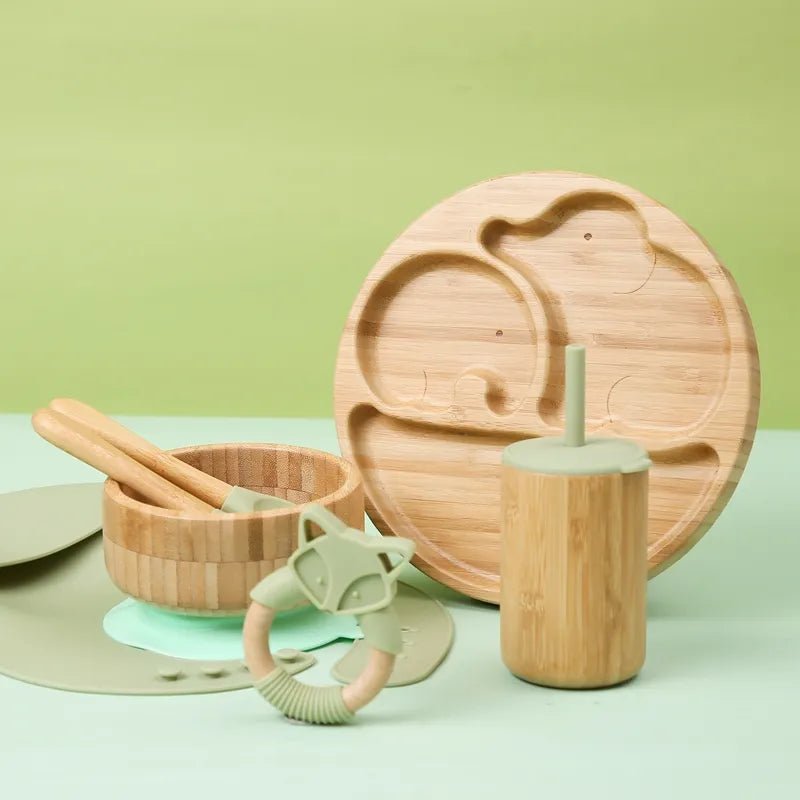 Bamboo & Silicone Feeding Set - Against The Grain Childrens Furniture & Essentials