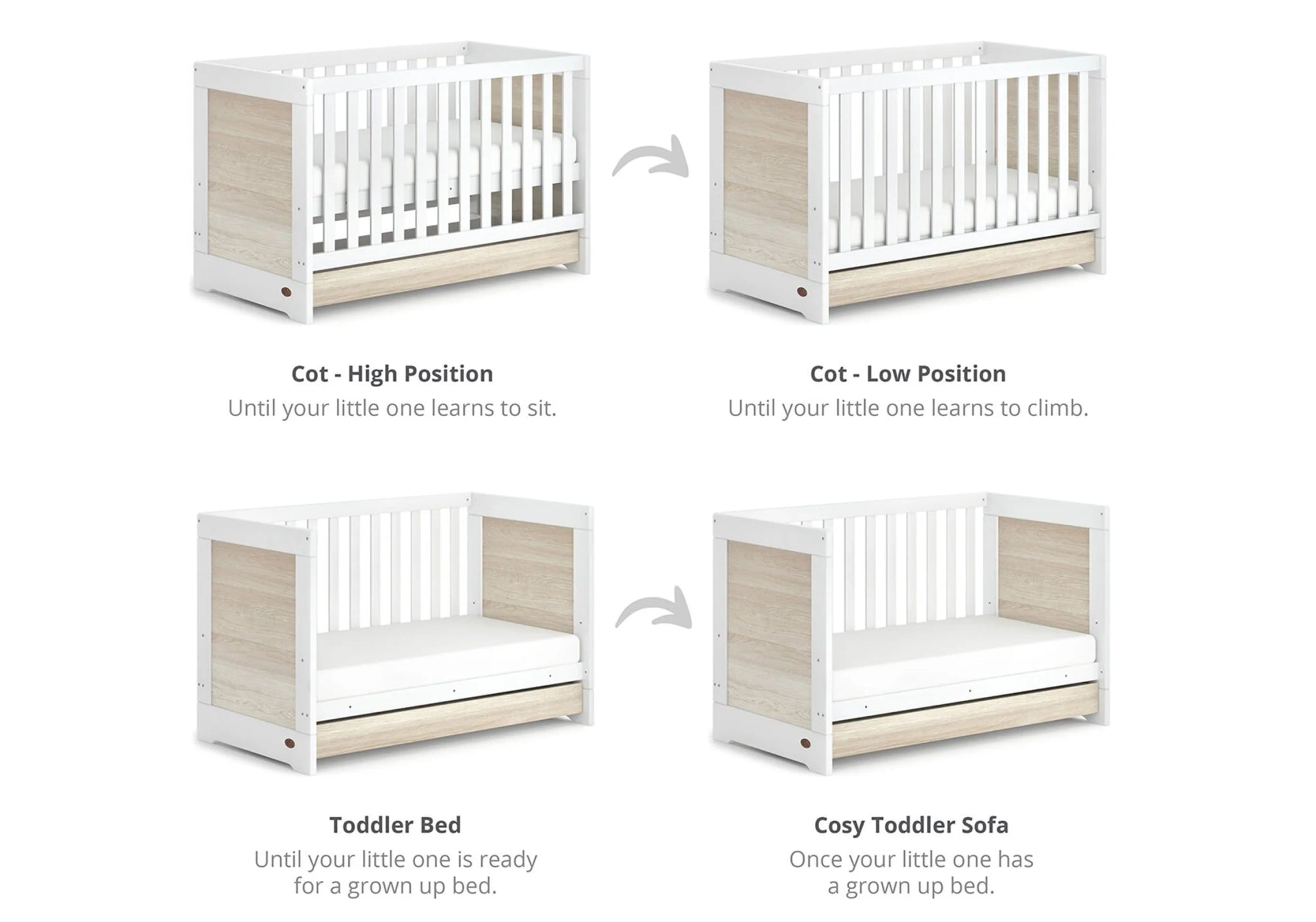 Boori Elite Multipurpose Cot Bed with Matress & Drawer - Against The Grain Childrens Furniture & Essentials