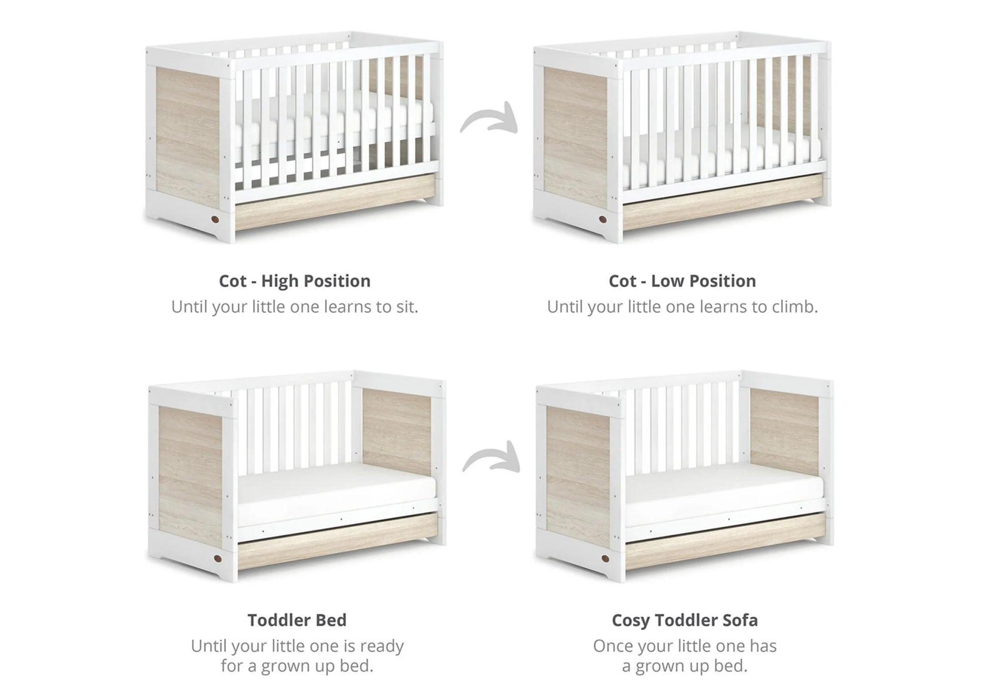 Boori Elite Multipurpose Cot Bed with Mattress Drawer Against The Grain Childrens Furniture Essentials