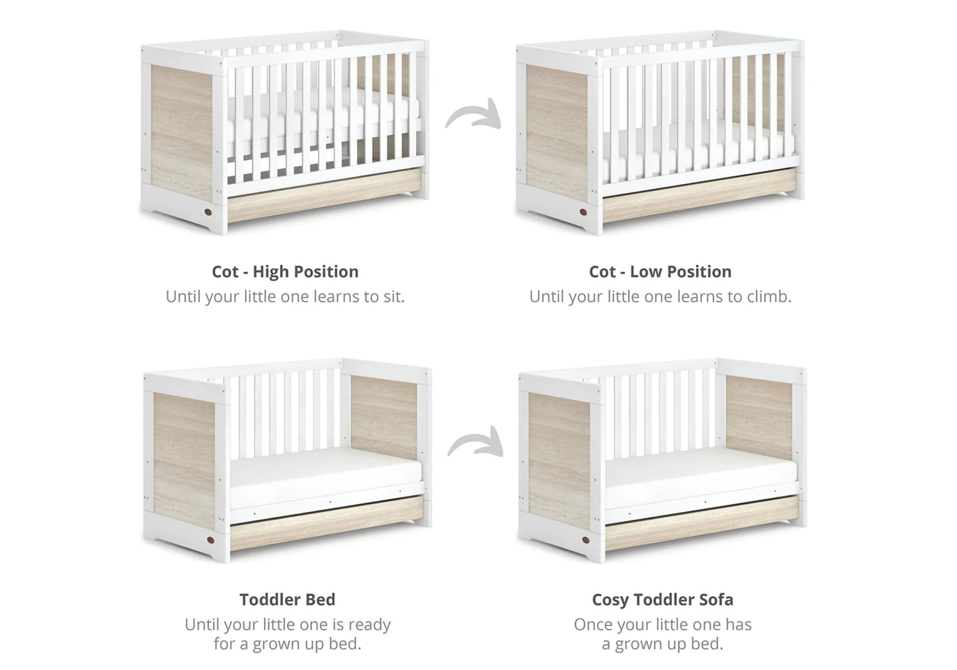 Boori Elite Multipurpose Cot Bed with Matress & Drawer - Against The Grain Childrens Furniture & Essentials