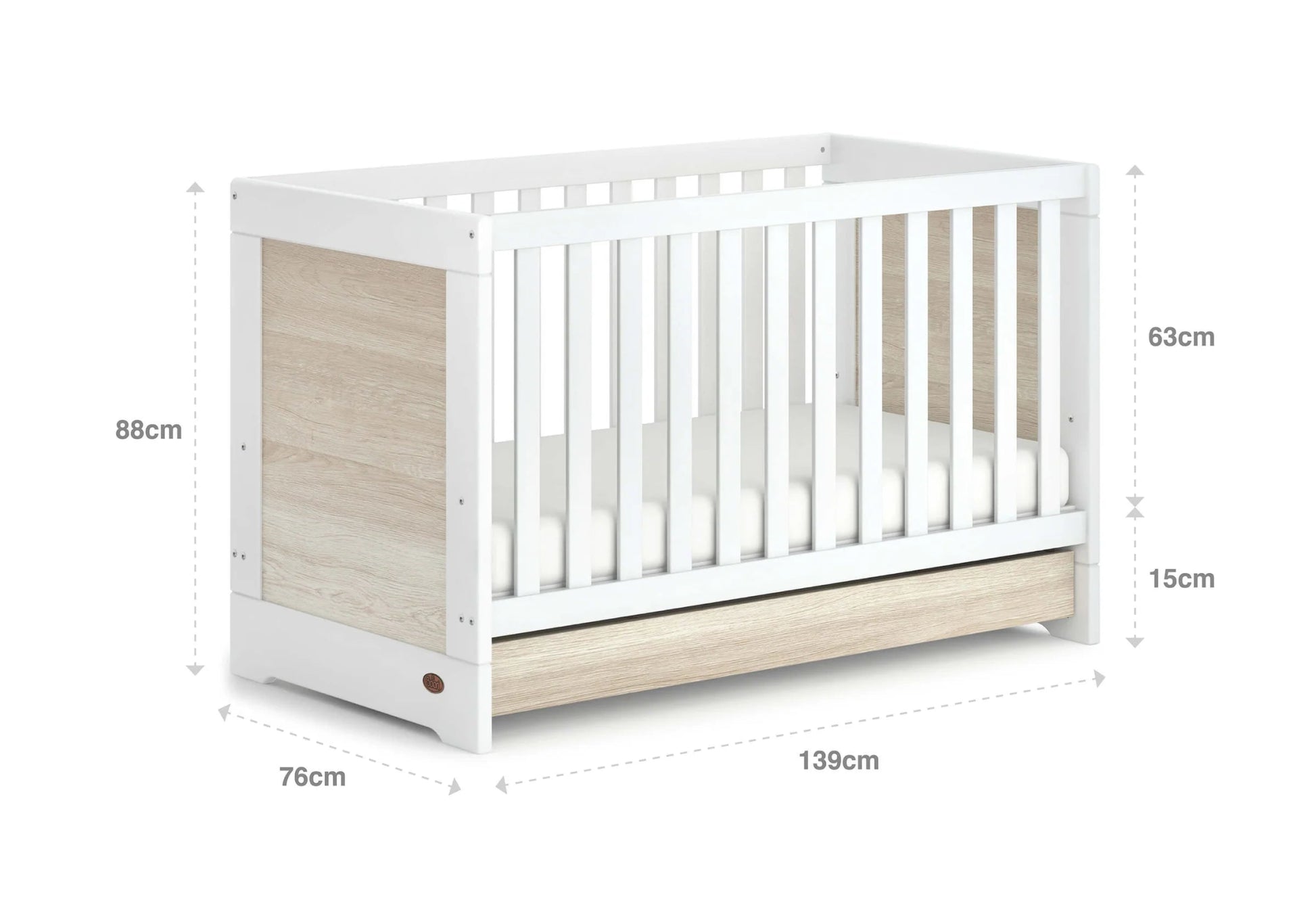 Boori Elite Multipurpose Cot Bed with Matress & Drawer - Against The Grain Childrens Furniture & Essentials