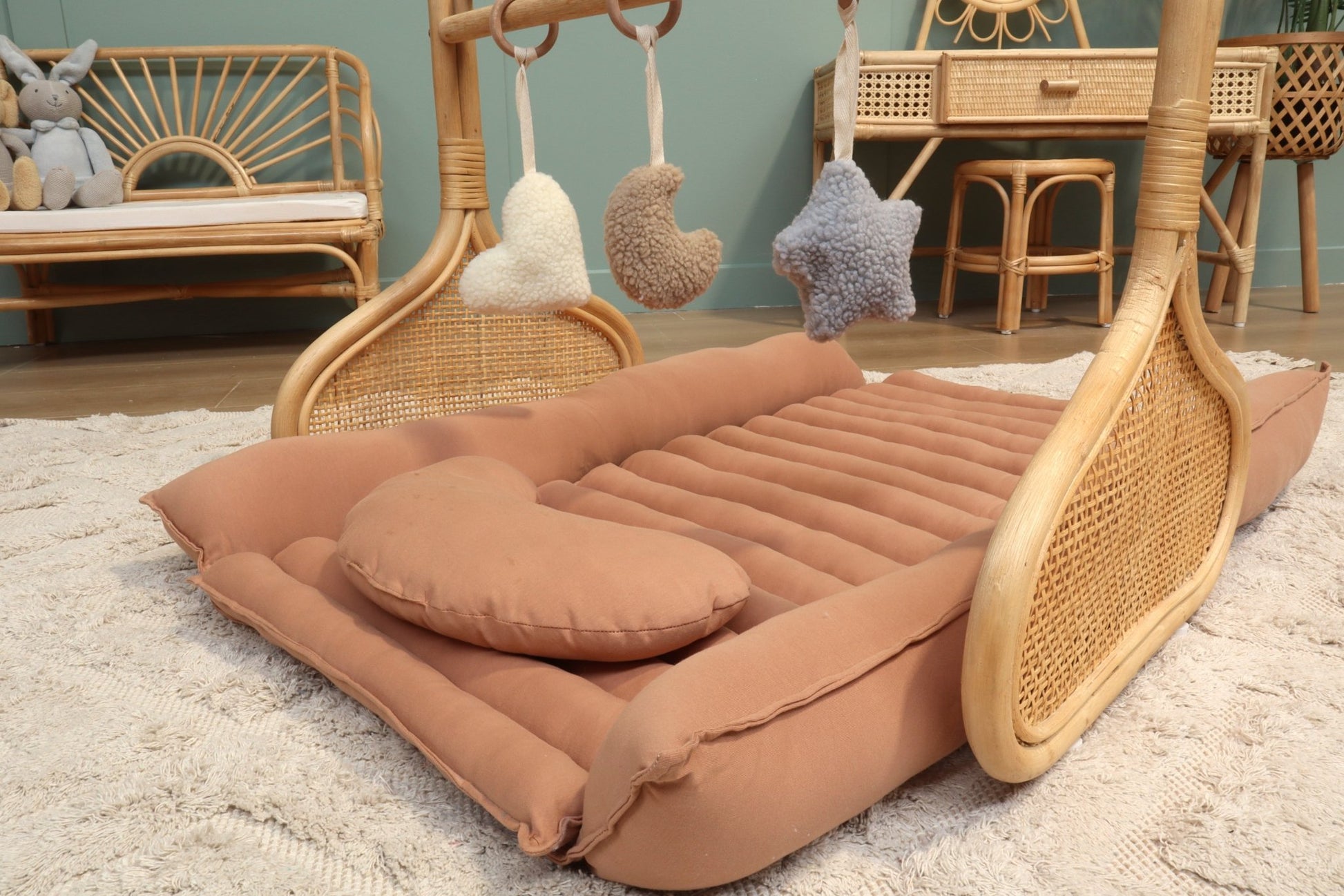 Cleo Rattan Play Gym with Mattress - Against The Grain Childrens Furniture & Essentials