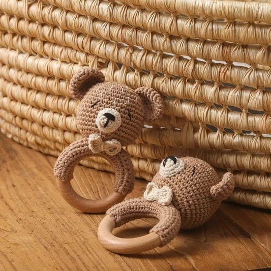 Crochet Bear Rattle Ring - Against The Grain Childrens Furniture & Essentials