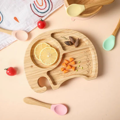 Elephant Bamboo Plate & Spoon - Against The Grain Childrens Furniture & Essentials