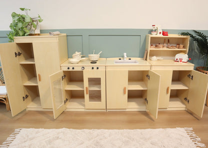 Large Natural Wood Pretend Kitchen - Against The Grain Childrens Furniture & Essentials