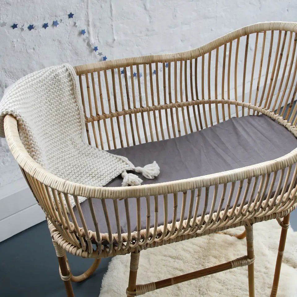 Maple Rattan Bassinet with Mattress Against The Grain Childrens
