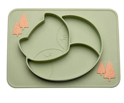 Silicone Sleeping Fox Dinner Plate - Against The Grain Childrens Furniture & Essentials