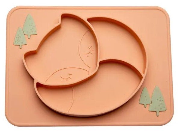 Silicone Sleeping Fox Dinner Plate - Against The Grain Childrens Furniture & Essentials