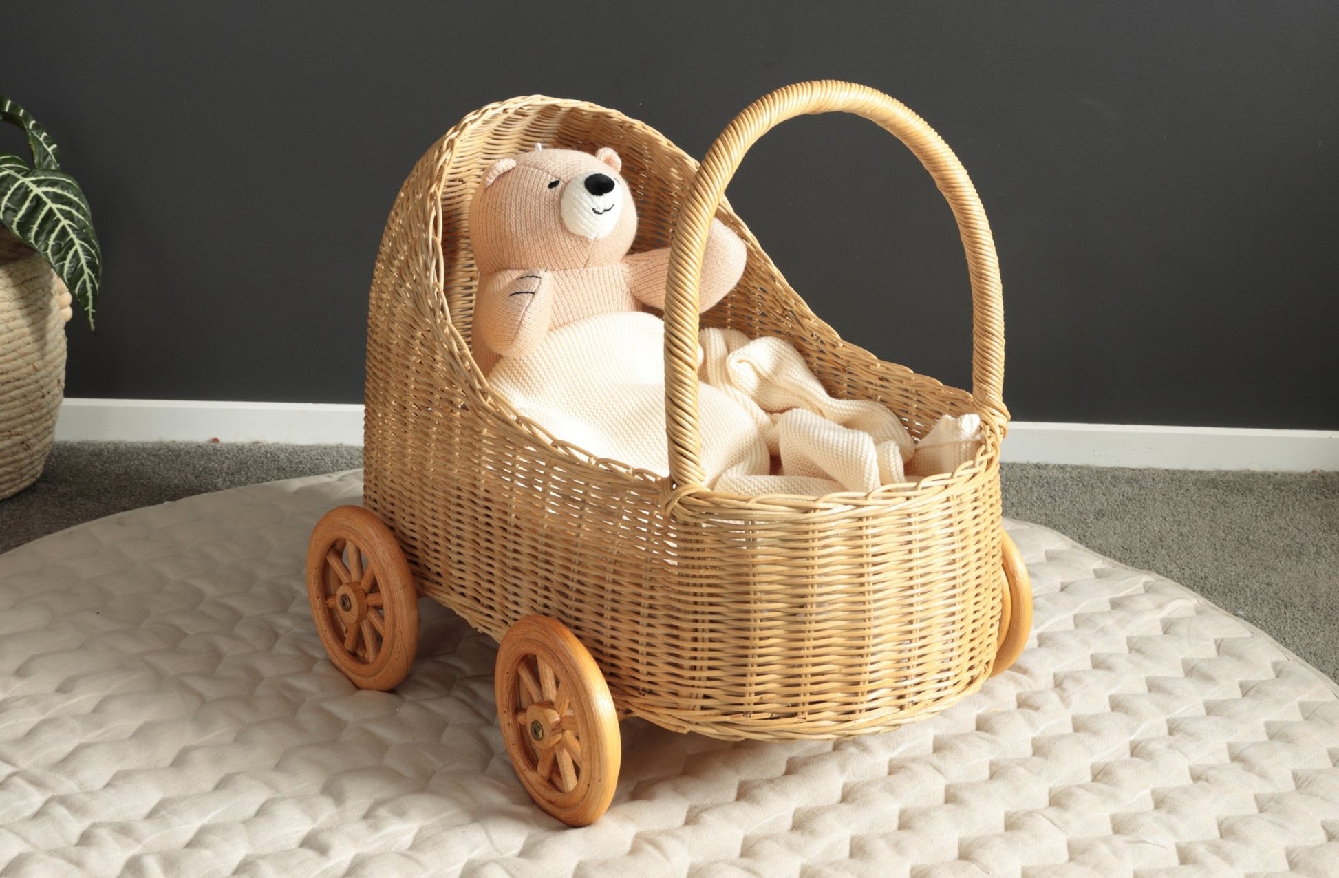 Sofia Rattan Doll Pram - Against The Grain Childrens Furniture & Essentials