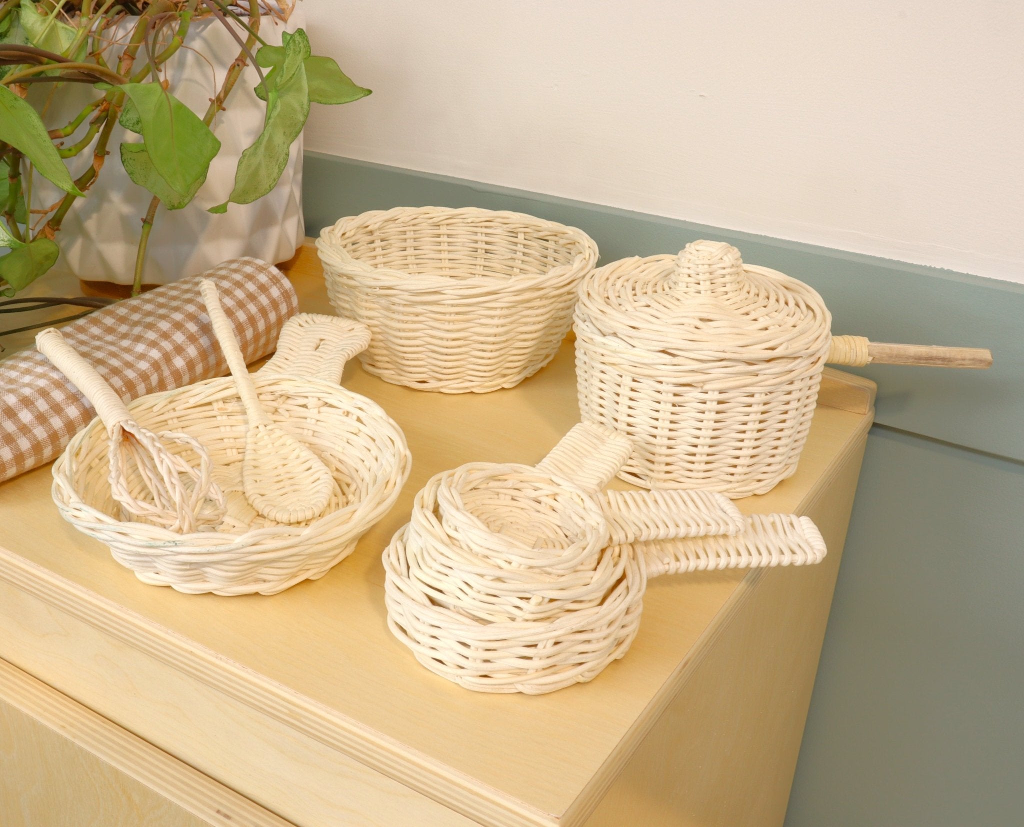 Wicker Pretend Kitchen Utensils - Against The Grain Childrens Furniture & Essentials